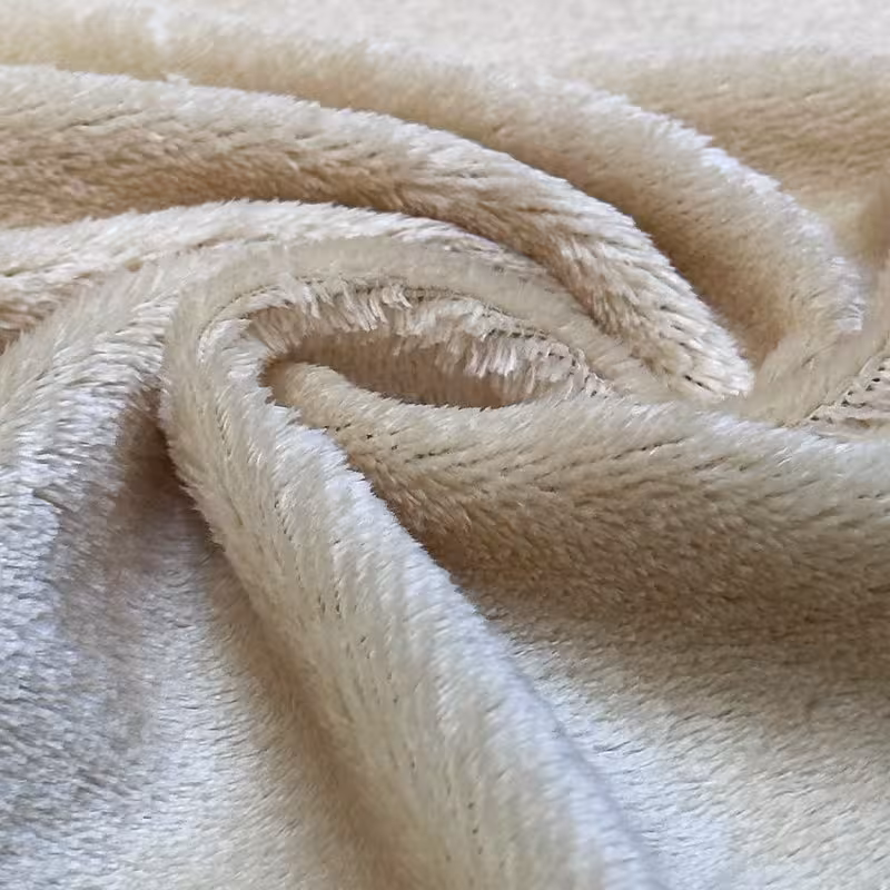 پارچه خز تدی شیری نباتی رنگ - عرض 170 سانتی متر 