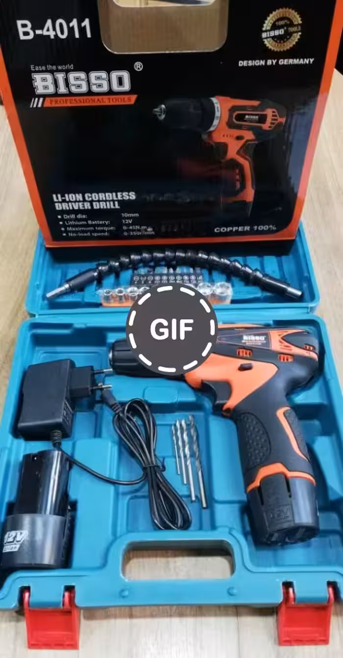 دریل پیچ گوشتی شارژی 12 ولت بیسو با لوازم مدل B-4011
