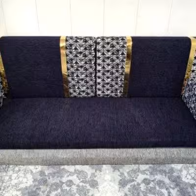 خرید مبل خلیجی طرح شبنم | 5 تکه، پارچه شانل، ضمانت کیفیت ارسال پس کرایه