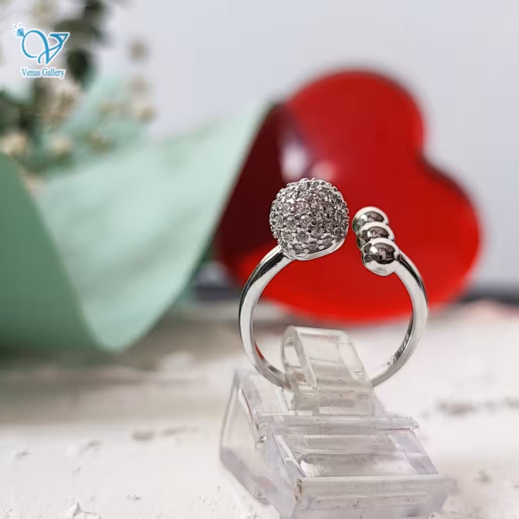 انگشتر نقره دخترانه مدل گوی کد 3025