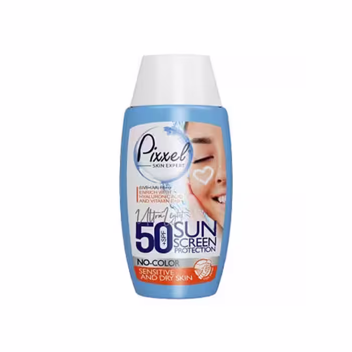 کرم ضد آفتاب پیکسل بدون رنگ مناسب پوست‌های خشک و حساس SPF50