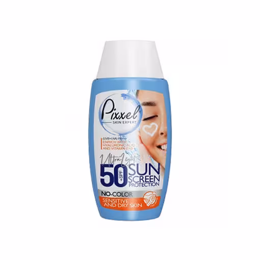کرم ضد آفتاب پیکسل بدون رنگ مناسب پوست‌های خشک و حساس SPF50