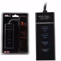 هاب 4 پورت LED دار  USB3.0 با کابل 1.2 متری پک آبی