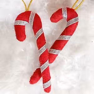 اویز عصا بابانوئل قرمز نقره ای سه سایز