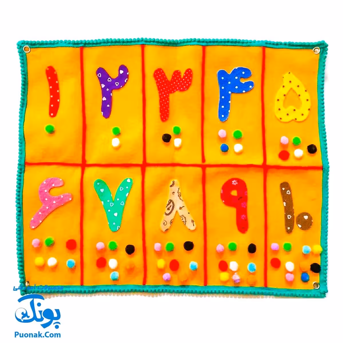 پوستر نمدی آموزشی اعداد فارسی (آموزش اعداد و شمارش و تعداد به بچه ها) سایز 50*40