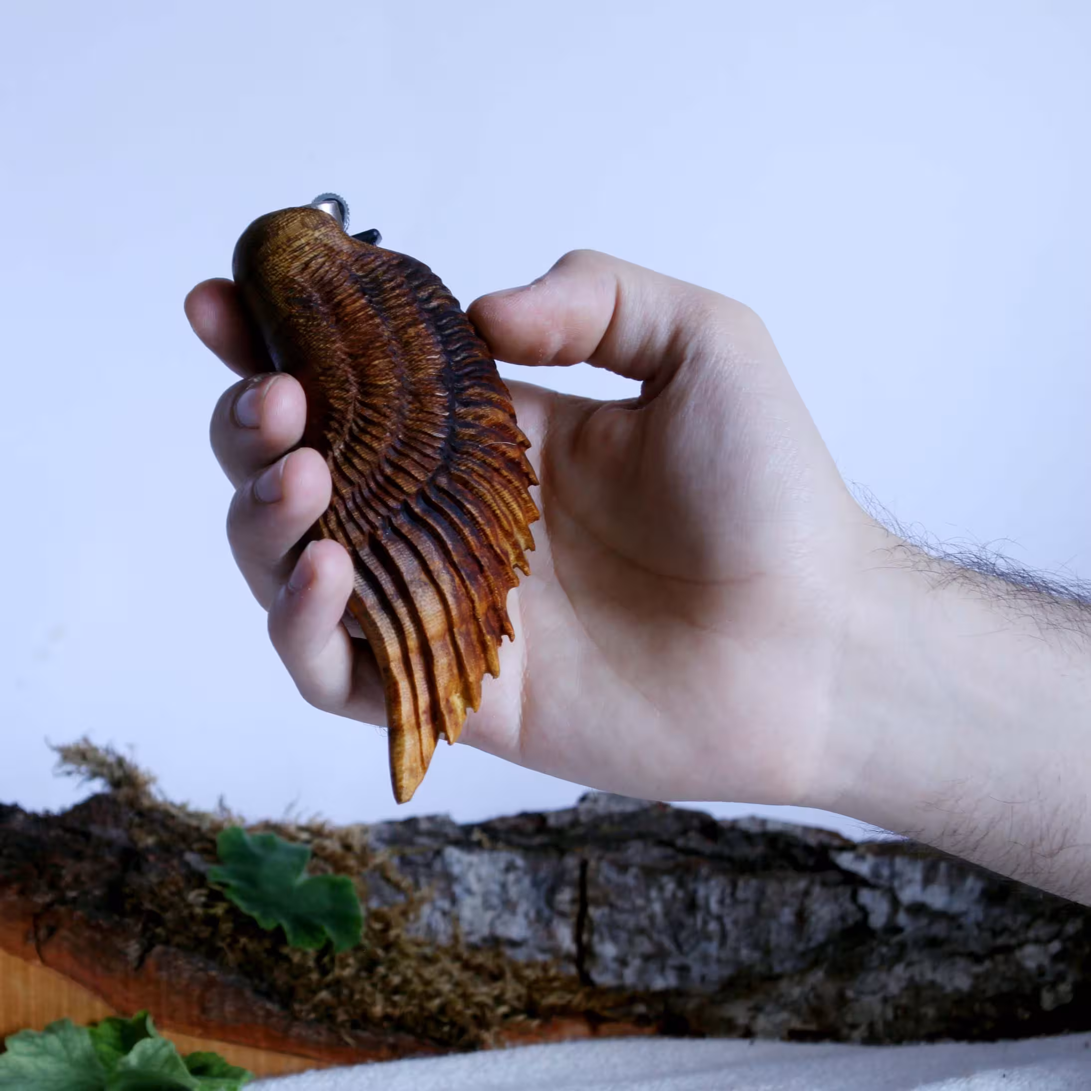 فندک سنگی طرح بال فرشته دستساز چوبی کد 102496