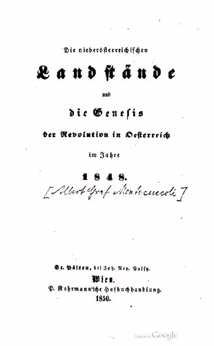 خرید و دانلود نسخه کامل کتاب Die niederösterreichischen Landstände und die Genesis der Revolution in Oesterreich im Jahre 1848