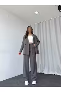 ست کت و شلوار زنانه اندازه بزرگ با آستر - 9868