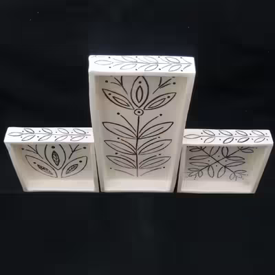 شیرینی خوری سرامیکی هیوا طرح میخک کد 10919380 مجموعه 3 عددی