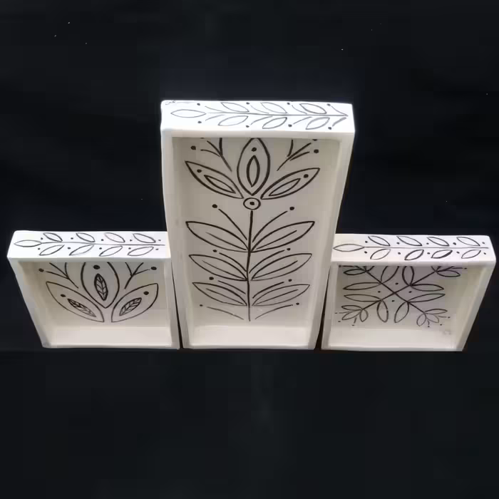 شیرینی خوری سرامیکی هیوا طرح میخک کد 10919380 مجموعه 3 عددی