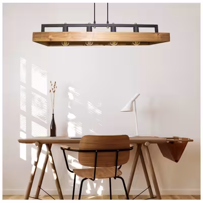 چراغ آویز چهار شعله مدل Wooden Rectangle کد 402