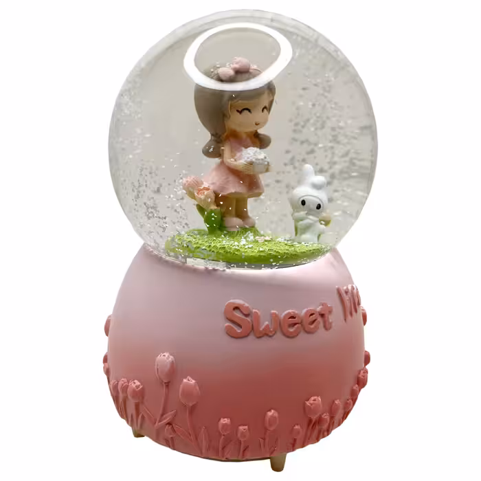 گوی موزیکال مدل پمپی Sweet Life طرح دختر مهربون و خرگوش کوچولو کد PA8