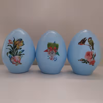 تخم مرغ سفالی مدل نوروز کد 5 مجموعه 3 عددی