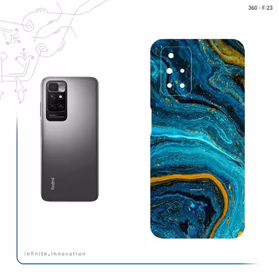 برچسب پوششی ماهوت مدل Turquoise marblewith golden streaks مناسب برای گوشی موبایل شیائومی Redmi 10