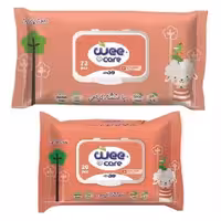 دستمال مرطوب کودک وی کر مدل عصاره جوانه گندم و روغن بادام بسته دو عددی