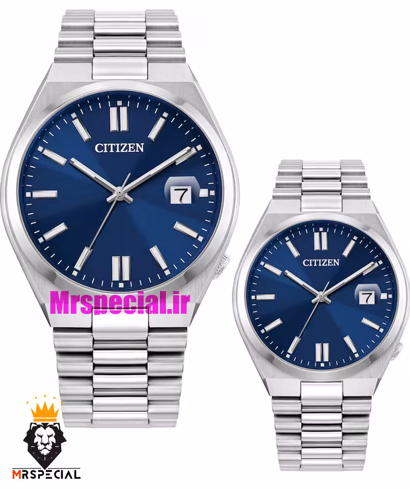 ساعت سیتیزن ست مردانه و زنانه مدل سویوسا کوارتز استیل صفحه ابی 021316 CITIZEN TSUYOSA