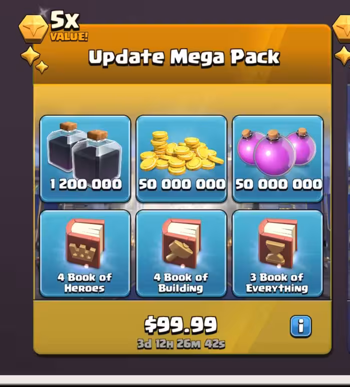 افر Update Mega Pack 99.99$ کلش اف کلنز