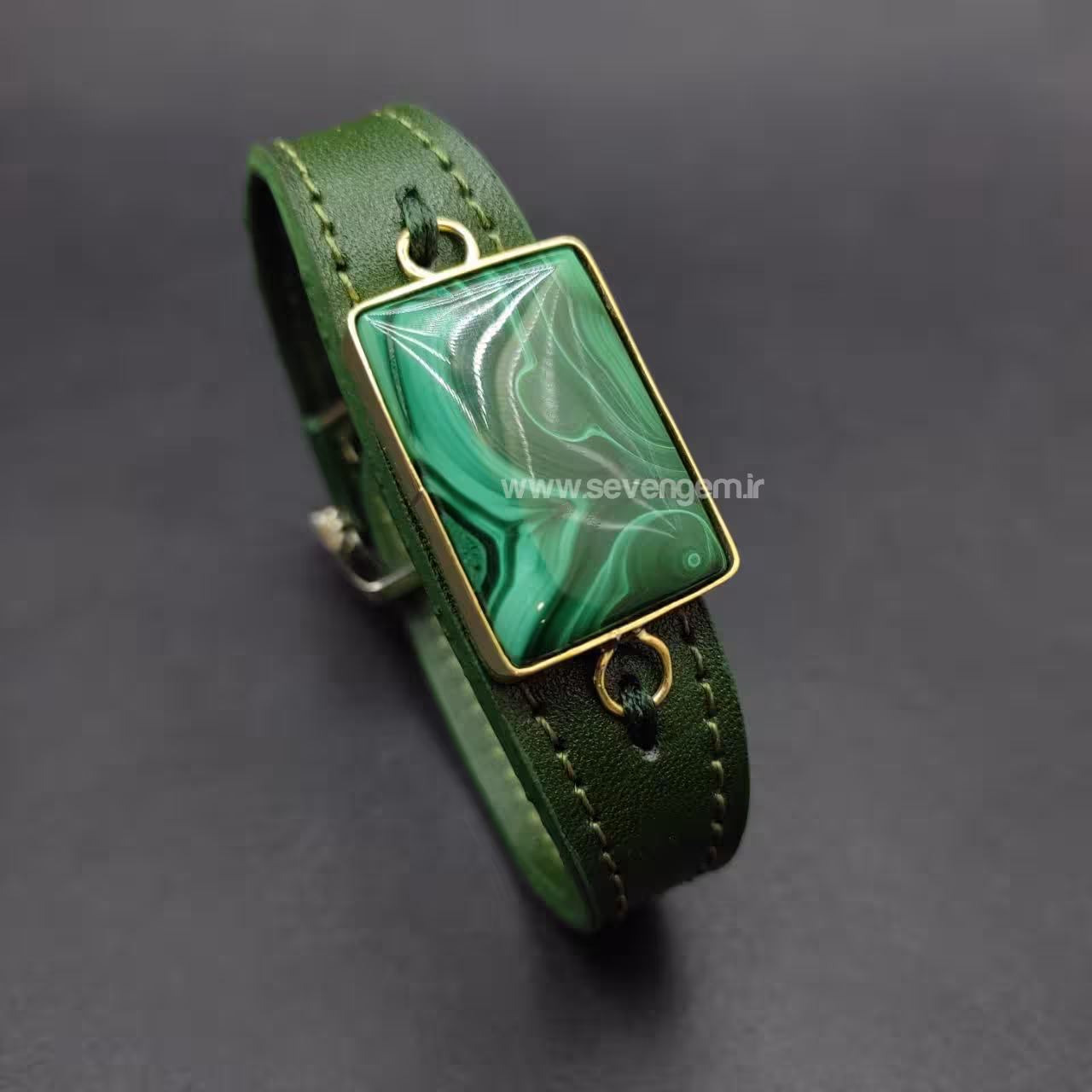 دستبند مردانه سنگ مالاگیت کنگو (کدA263)