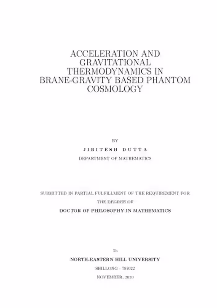 خرید و دانلود نسخه کامل کتاب ACCELERATION AND GRAVITATIONAL THERMODYNAMICS IN BRANE-GRAVITY BASED PHANTOM COSMOLOGY