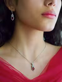 نیمست قلب یاقوت سرخ نقره جواهری کد 00300