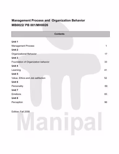 خرید و دانلود نسخه کامل کتاب MB0022 - Management Process and Organization Behavior (DiendanMBA)