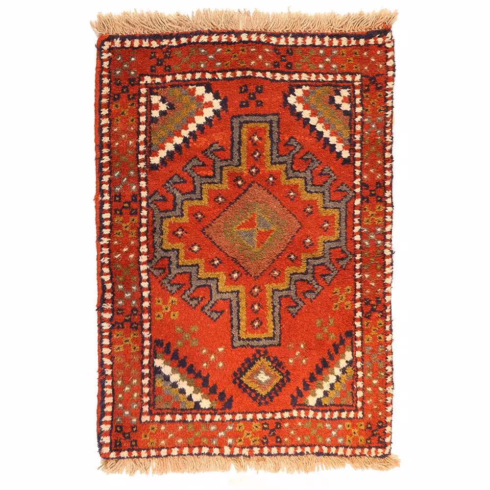 فرش دستبافت قدیمی نیم متری مدل حوضی