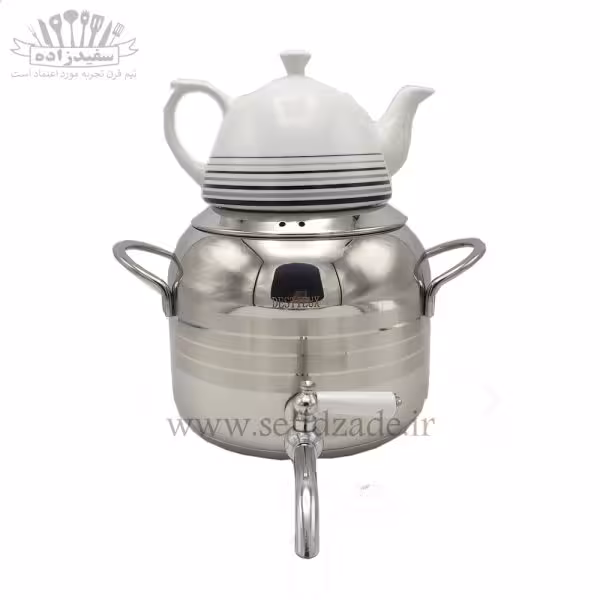 کتری و قوری استیل دستی لوکس دسته استیل 4 لیتری