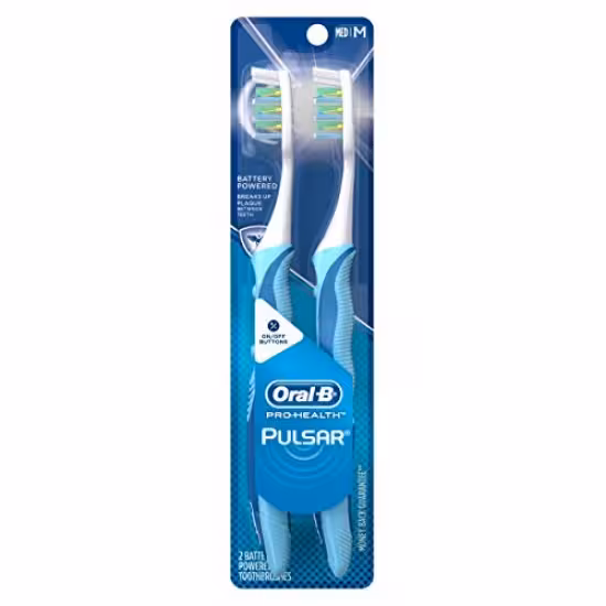 پک دو عددی مسواک برقی ویبره دار (باتری) اورال بی ORAL-B اورجینال ایرلند مدل PULSAR