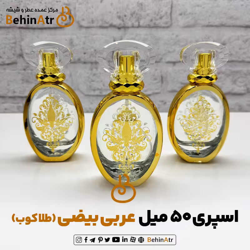 شیشه عطر اسپری 50 میل عربی بیضی – طلاکوب