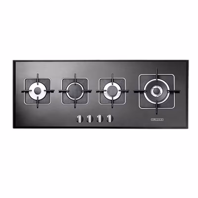 اجاق گاز صفحه ای شیشهای استیل البرز مدل G 4101 با قطعات ایتالیایی