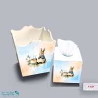 ست سطل و جا دستمال چوبی کودک طرح تولد خرگوشی کد A3129