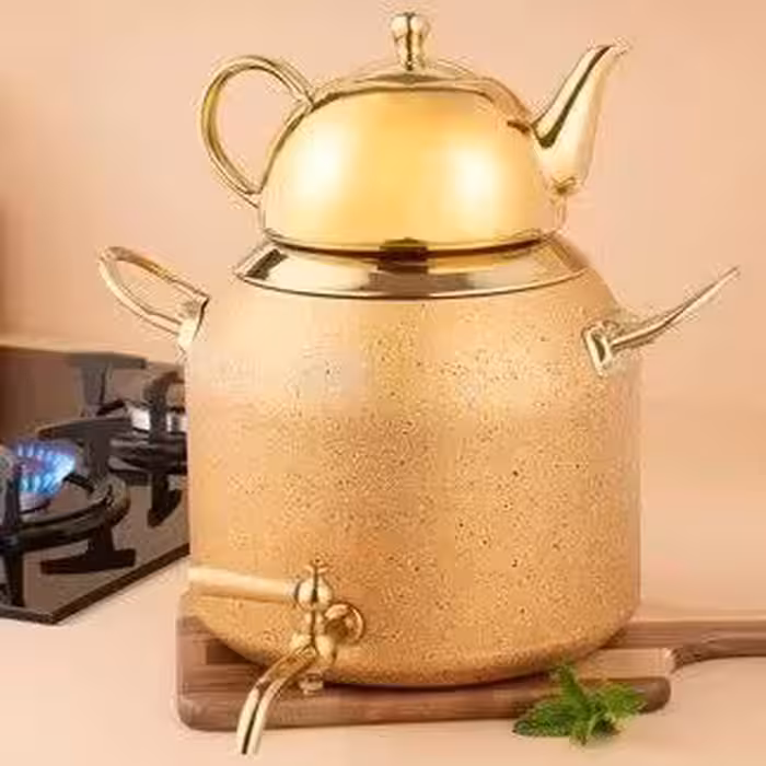 کتری قوری شیر دار 6لیتر گرانیت طلایی ریور کد 5839