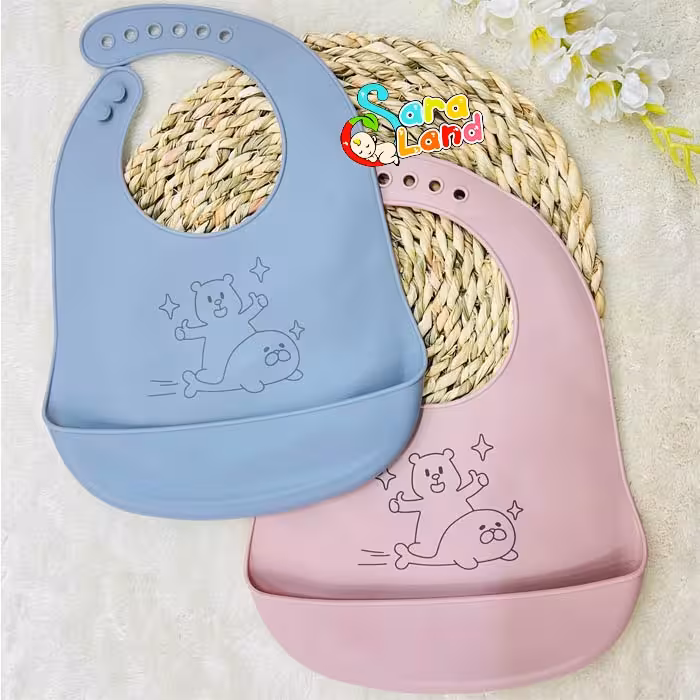 پیشبند سیلیکونی نوزاد طرح خرس و فک