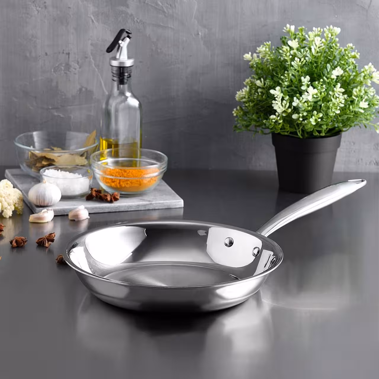 ماهی تابه تک دسته استیل 30 سانتی عرشیا مدل SS160-3568