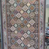 فرش پاتریس  فرش گلیم عشایری 400شانه طرح آینه گل بژ سایز 9متری