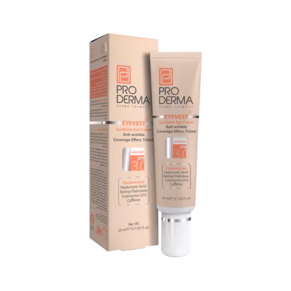 کرم ضد چروک رنگی SPF30 چشم پرودرما Pro Derma Eyevest sunblock Eye cream