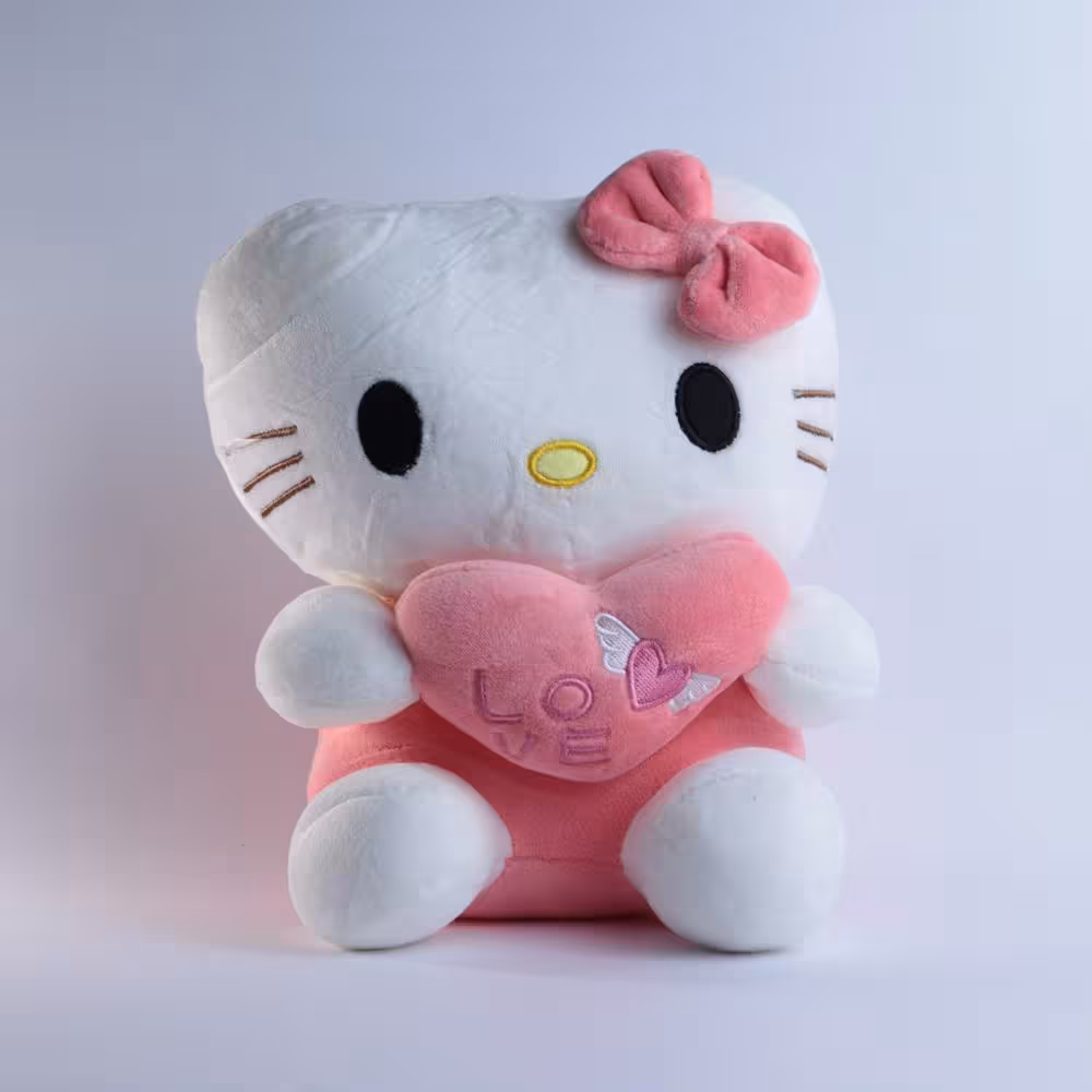 عروسک کیتی قلب به دست صورتی پررنگ کد 57817