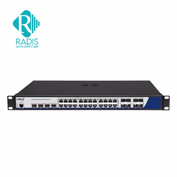 سوییچ شبکه 24 پورت HRUI مدل HR-AFGM-SWTG342408S-400