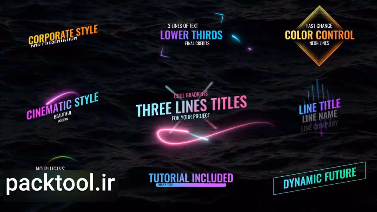 دانلود پروژه پریمیر تایتل با خطوط نئونی Light Lines Titles - پک تول