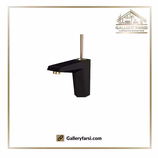 شیر روشویی شودر پایه کوتاه مدل تیفانی مشکی طلا