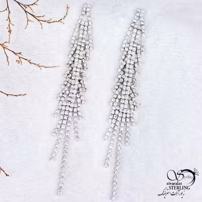 گوشواره جواهری ریش دار با کد 12339