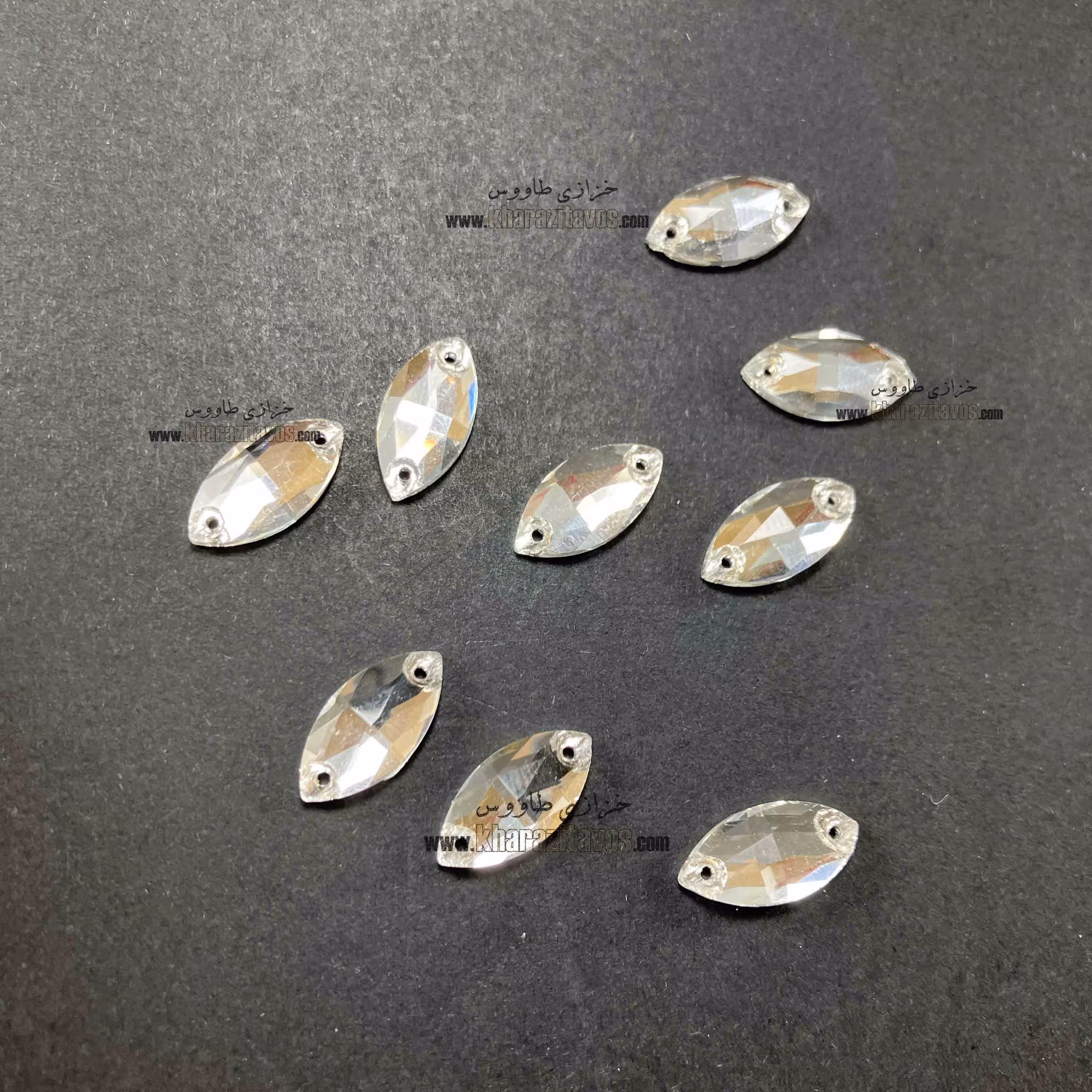 سنگ مارکیز چشمی دوختنی سایز 9 در 18 نقره ای