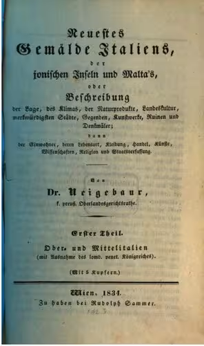 خرید و دانلود نسخه کامل کتاب Neuestes Gemälde Italiens, der Ionischen Inseln und Maltas