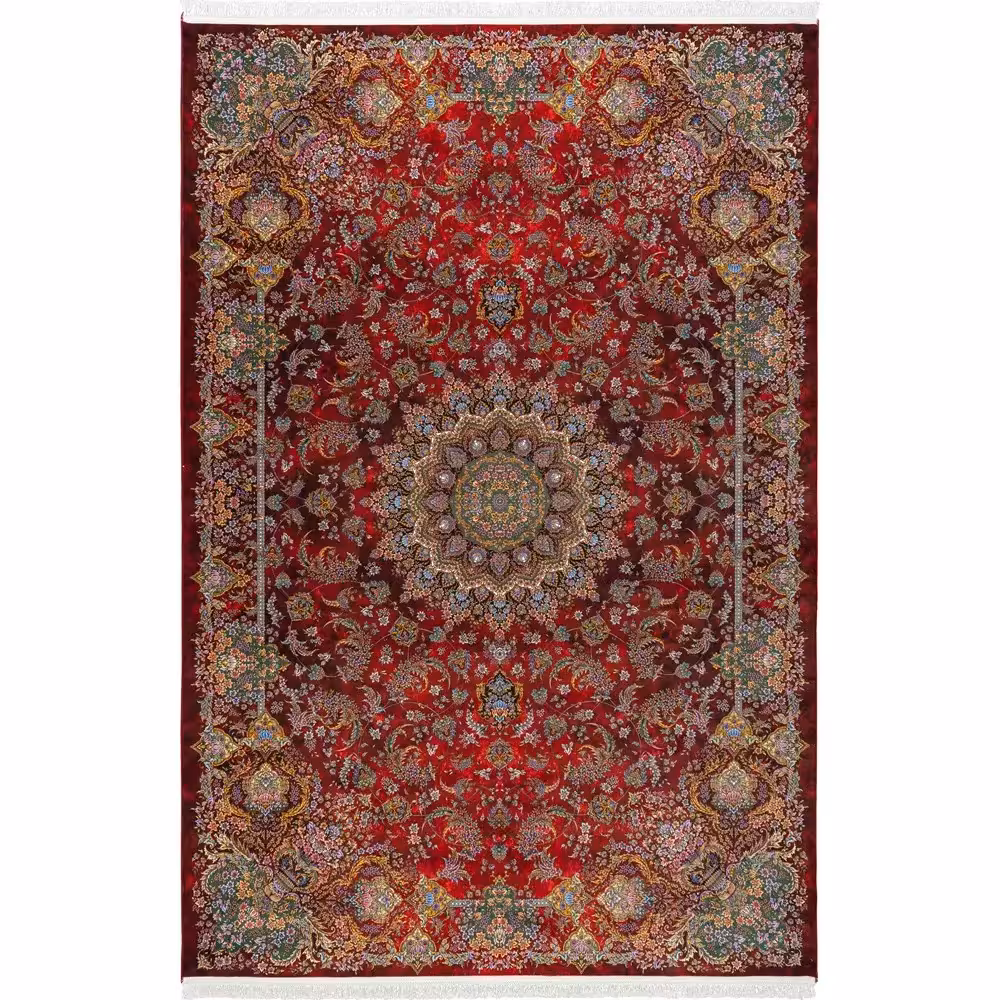 فرش 1500 شانه طرح دستباف 2003138 عنابی