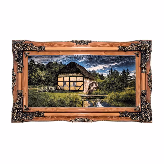 تابلو فرش ماشینی دنیای فرش طرح کلبه کد 419