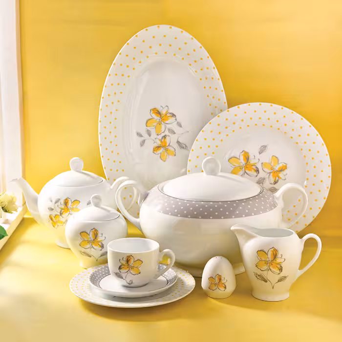 سرویس 102 پارچه 12 نفره طرح والنسیا زرد