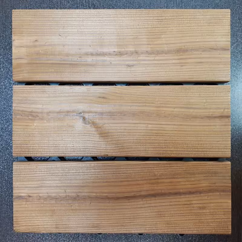 تایل چوب ترموود سه تکه ای ابعاد 30در30 cm، نوزده میل ساده کاملآ  ضدآب و قابل حمل و نصب در هر محیط (پس کرایه)