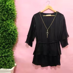 شومیز مشکی حریر کریشه زنانه و دخترانه