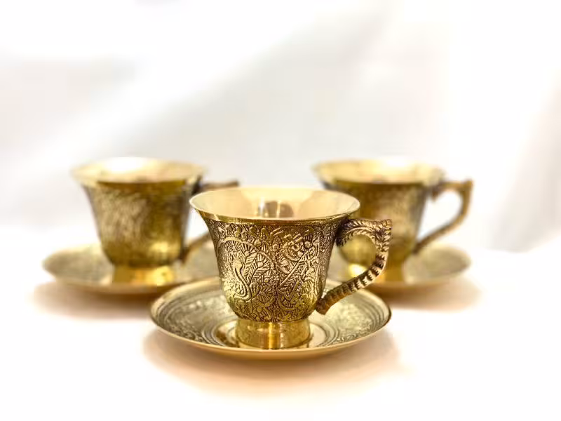 ست استکان نعلبکی برنجی کد 2042