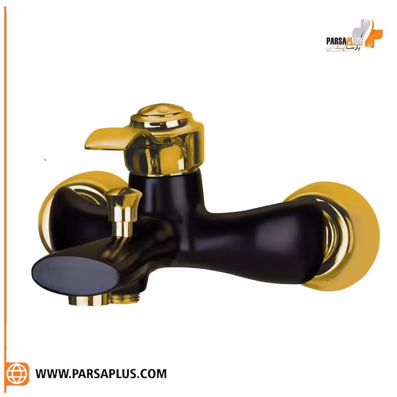 شیر دوش دوان مدل گلاژ مشکی طلایی